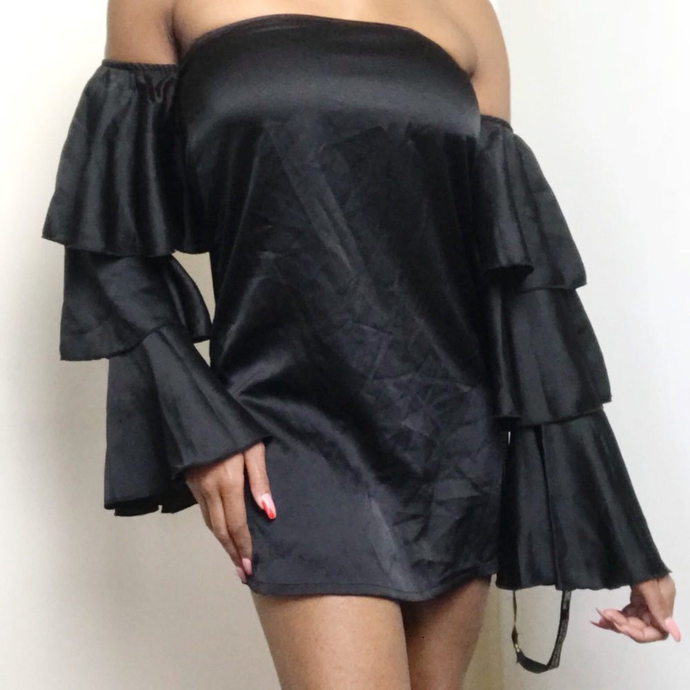 Off Shoulder Black Mini Dress